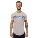 Madman Gym Collection Blue Barbell Men's Curved Hem T-Shirt