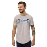 Madman Gym Collection Blue Barbell Men's Curved Hem T-Shirt